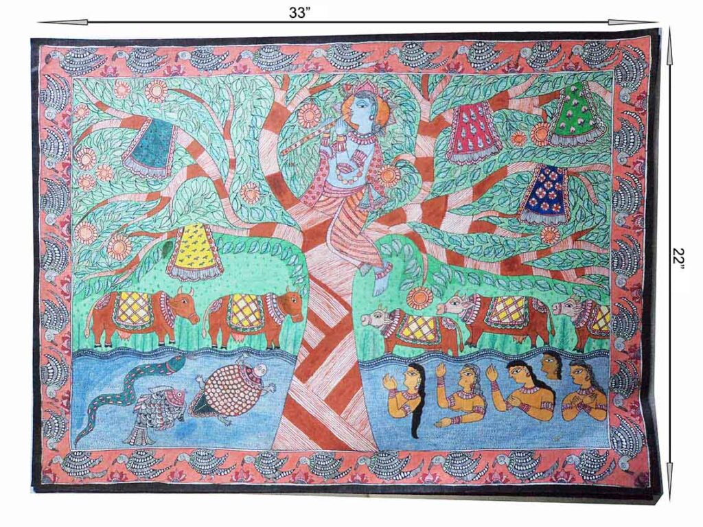 Kamini Kashyap Mithila Painting Of Krishna Stealing Clothes