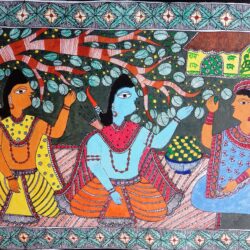 buy mithila painting of Lord Rama eating plum given by Saburi