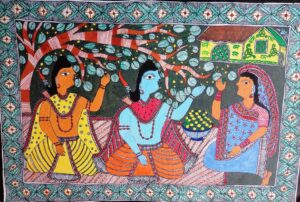 buy mithila painting of Lord Rama eating plum given by Saburi