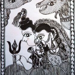 buy mithila painting of shiva and parvati