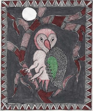Buy Mithila Painting of Owl at Night