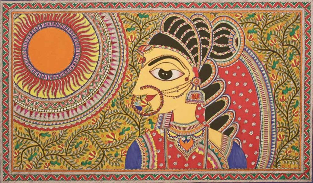 Mukti Mithila Painting of an Elegant Woman - MithilanchalGroup