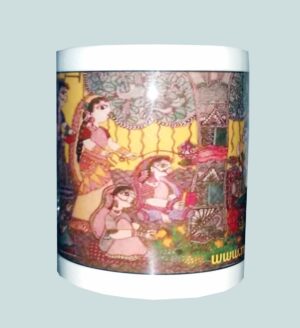 Unique Ceramic Mug with Mithila Painting of Vat Savitri