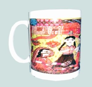 Unique Ceramic Mug with Mithila Painting of Sama Chakewa
