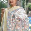 Women's Mithila Painting Saree I Hand Painted I Madhubani Linen Cotton Saree