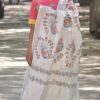 Women's Madhubani Hand-painted Folk Lady Linen Saree I Mithila Painting Saree