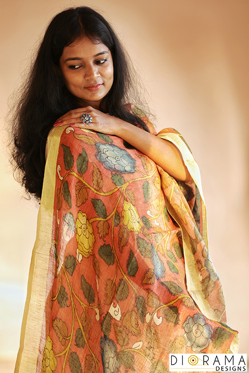 Kalamkari Hand-Painted Handloom Silk Cotton Stole
