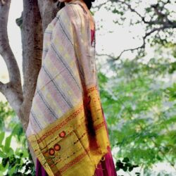 Kantha Stitch Hand Embroidered Tussar Silk Dupatta