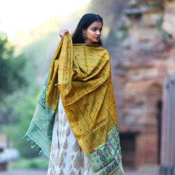 Kantha Stitch Tussar Silk Hand Embroidered Dupatta