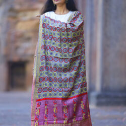 Kantha Stitch Tussar Silk Hand Embroidered Dupatta