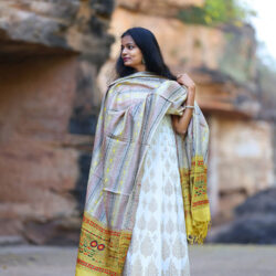 Kantha Stitch Tussar Silk Hand Embroidered Dupatta