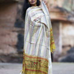 Kantha Stitch Tussar Silk Hand Embroidered Dupatta