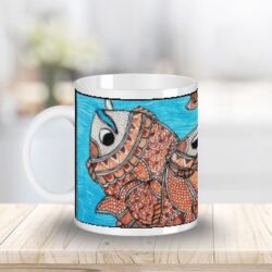 mug with mithila painting of fish mug