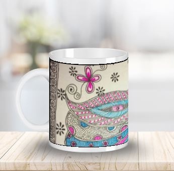 mug with mithila painting of a butterfly