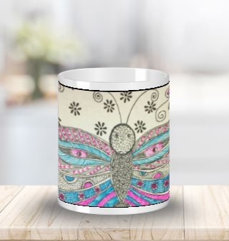 mug with mithila painting of a butterfly