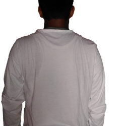 White Henley Neck Cotton T-Shirt with Madhubani Painting