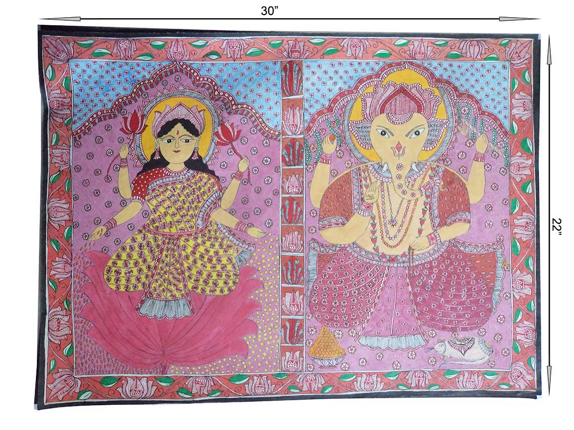 mithila painting of lakshmi ganesh